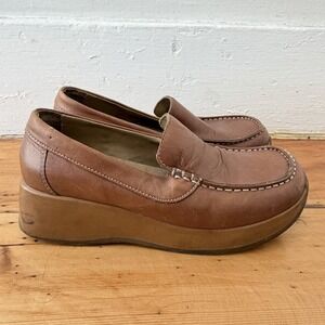 Y2K Steve Madden Womens Platform Loafers US 6.5 Brown Leather Chunky 90s Bratz